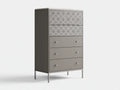 Credenza alta in legno 86×42×142 cm - grigio argento - frontale decorato con base rialzata