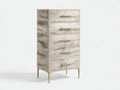 Credenza alta in legno 82×40×138 cm - bianco oro - superficie decorativa dal profilo elegante