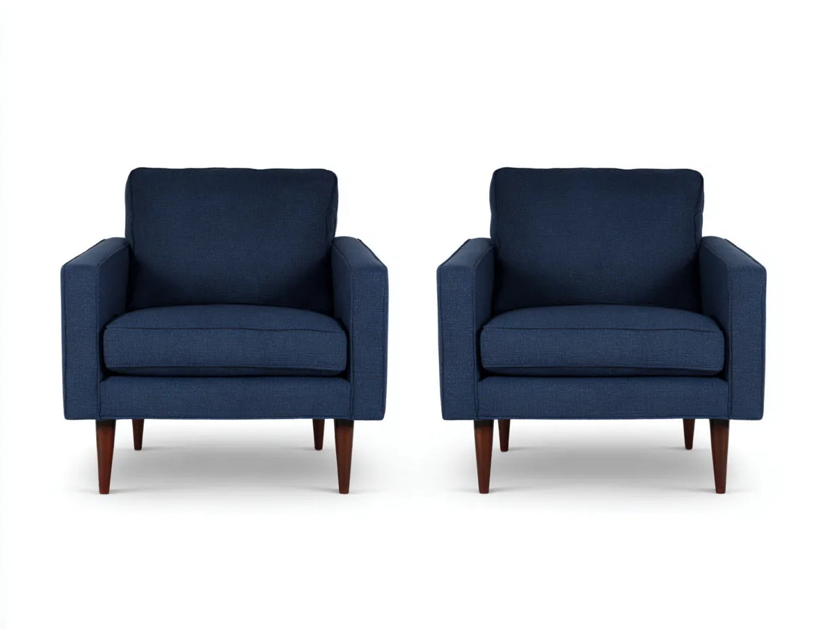 Poltrona in tessuto 79×81×85 cm - blu scuro marrone - linea moderna con braccioli geometrici
