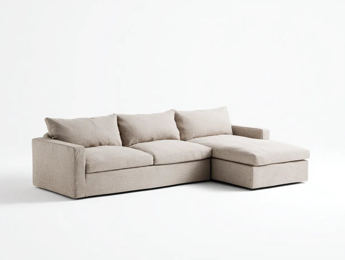 Divano Soggiorno angolare in tessuto 285×170×82 cm - beige - design moderno con chaise longue