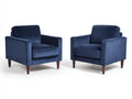Poltrona in tessuto 77×79×83 cm - blu marrone - seduta morbida con struttura rialzata