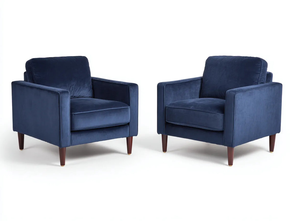 Poltrona in tessuto 77×79×83 cm - blu marrone - seduta morbida con struttura rialzata
