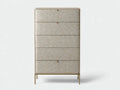Credenza Sala da pranzo verticale in legno e metallo 84×43×146 cm - beige/oro - design moderno con frontali decorativi