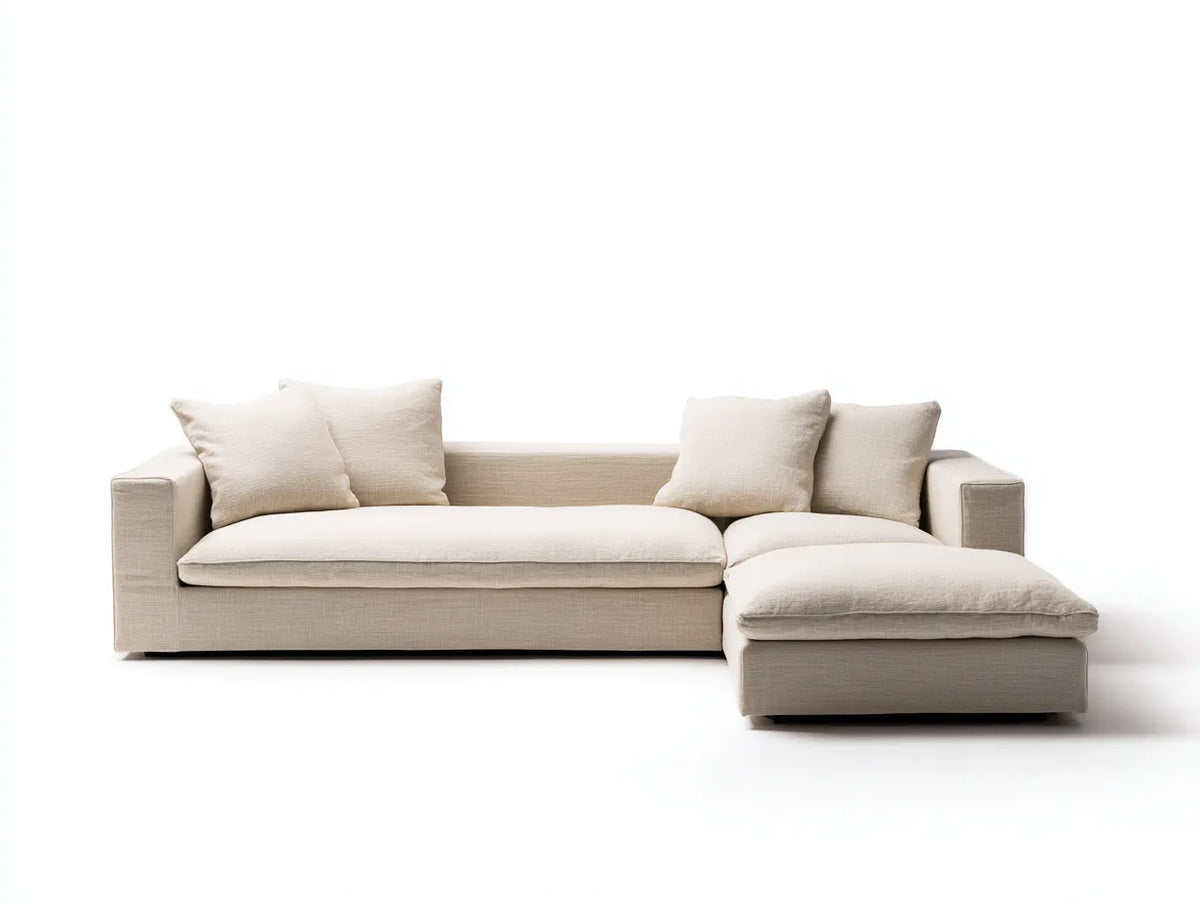 Divano angolare in tessuto 248×158×84 cm - beige - chaise longue moderna per soggiorno