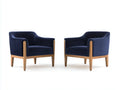 Poltrona in tessuto 76×78×82 cm - blu legno chiaro - forma avvolgente con base rialzata