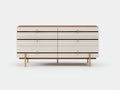 Credenza da sala da pranzo in legno 160×42×82 cm - bianco marrone - design lineare con contenimento integrato