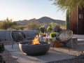 Stufa da esterno in metallo 90×90×43 cm - grigio - braciere rotondo a coppa per area relax