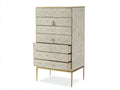 Credenza Sala da pranzo alta in legno e metallo 82×42×150 cm - bianco/oro - stile contemporaneo decorativo