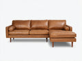 Divano Soggiorno 285×95×85 cm - pelle marrone - chaise longue stile moderno