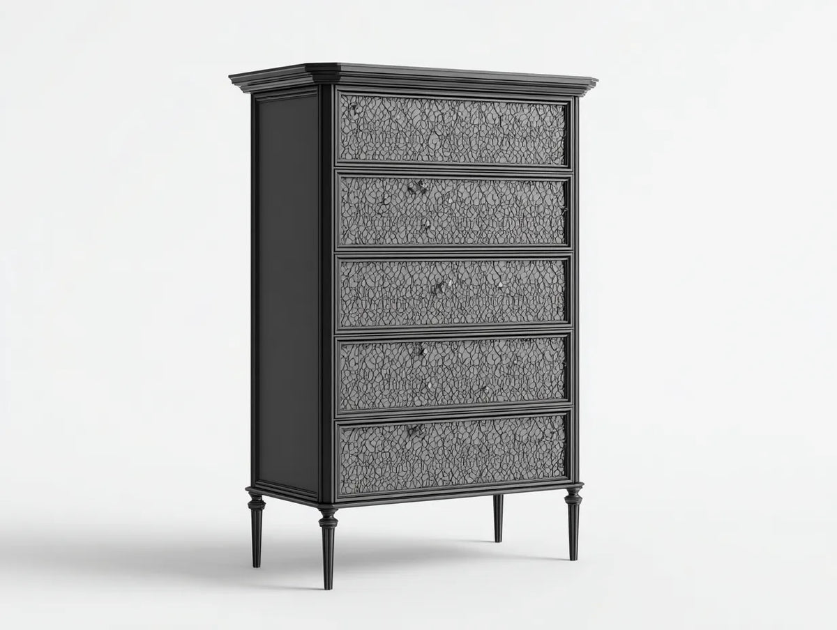 Credenza alta Sala da pranzo 82×42×138 cm - legno nero e grigio - stile classico decorativo