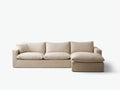 Divano angolare in tessuto 255×162×86 cm - beige chiaro - seduta ampia con chaise longue