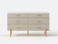 Credenza da sala da pranzo in legno 150×40×80 cm - bianco marrone - profilo moderno con frontale a doghe