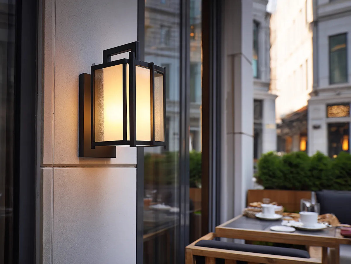Lampada Da Parete All'Aperto 22×18×32 cm - nero - lanterna rettangolare per illuminazione esterna