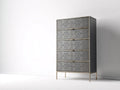 Credenza Sala da pranzo alta in legno e metallo 88×42×148 cm - grigio/oro - stile decorativo contemporaneo