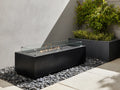 Stufa da esterno in metallo 110×48×46 cm - nera - braciere lineare con schermo in vetro