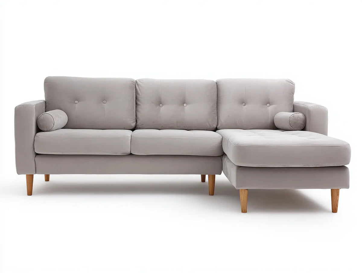 Divano Soggiorno 280×100×88 cm - tessuto grigio chiaro - chaise longue comfort moderno