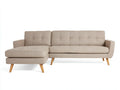 Divano Soggiorno con chaise longue in tessuto 290×165×83 cm - beige/marrone - stile contemporaneo rialzato