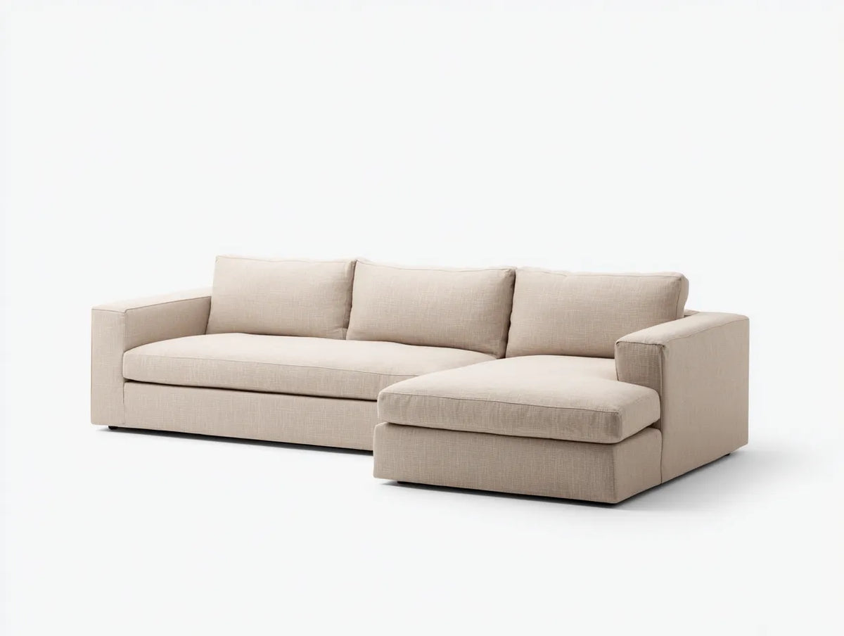 Divano Soggiorno con chaise longue in tessuto 295×175×80 cm - beige - stile contemporaneo confortevole